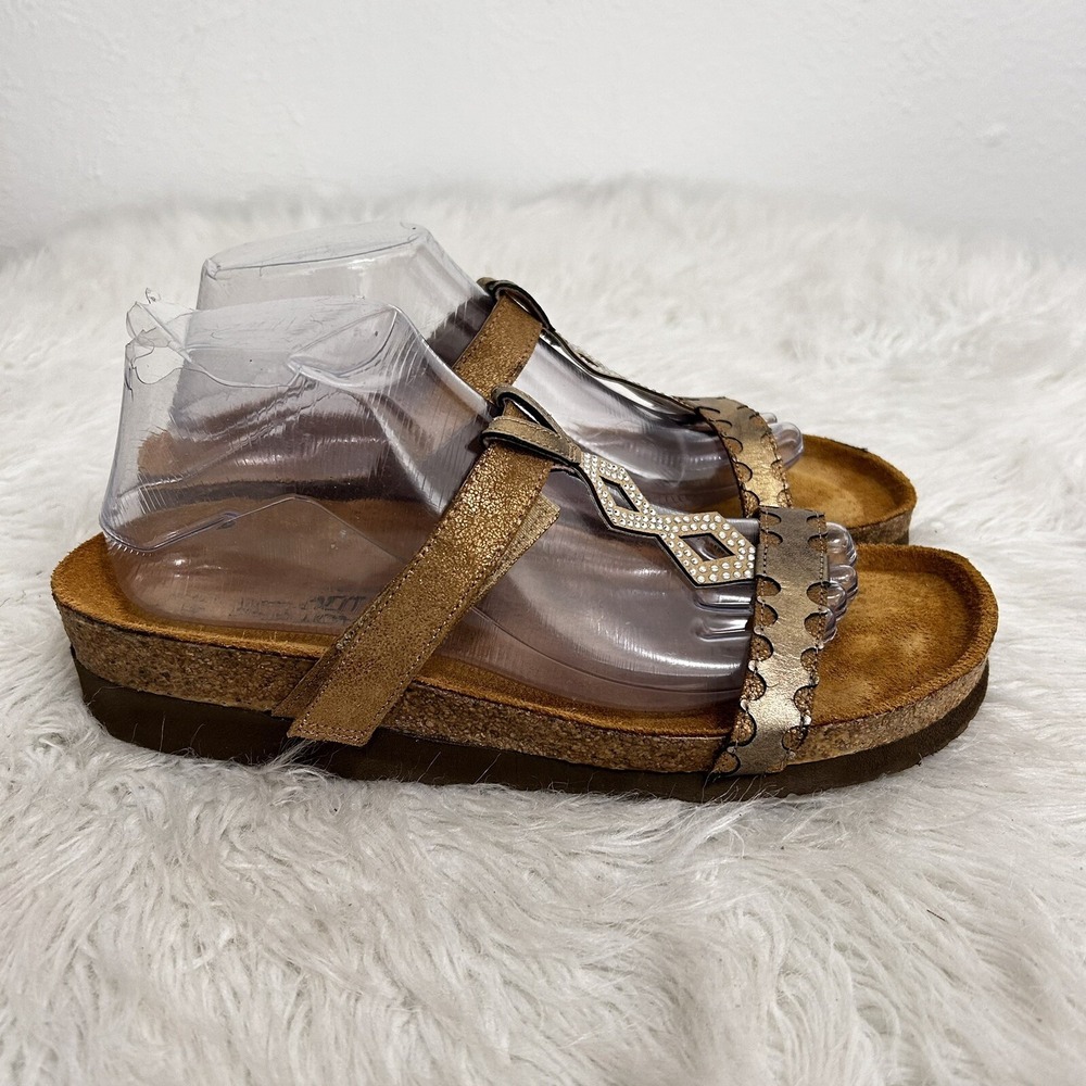 NAOT Women's Aspen Silver Pewter Rhinestone Wedge Slide On Sandals 41 (10, 10.5)